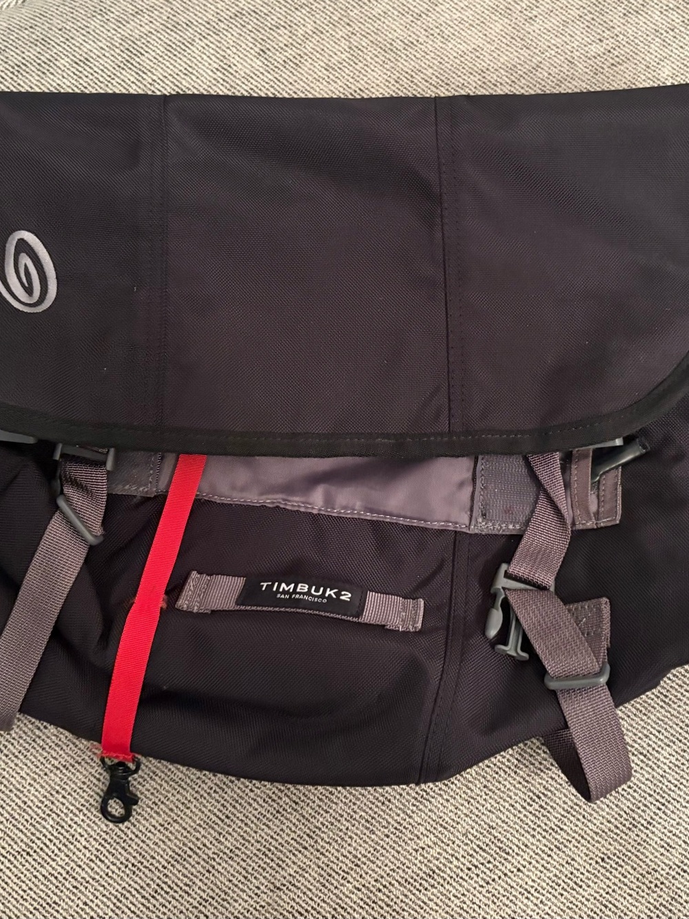 Timbuk2 Black Messenger Bag with Red Accent Strap